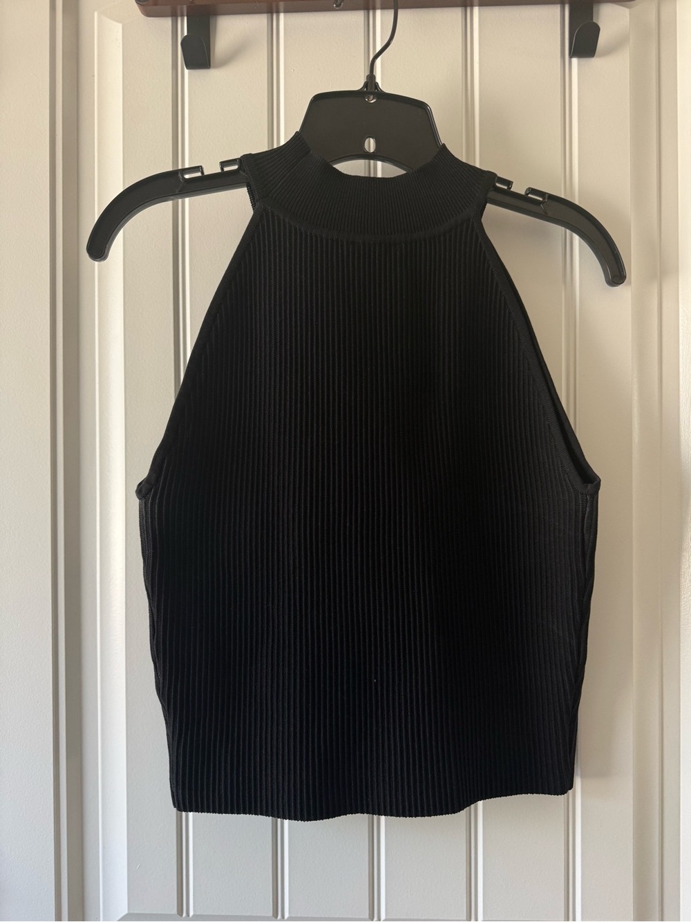 Sleeveless Black Ribbed Mock Neck Tank Top